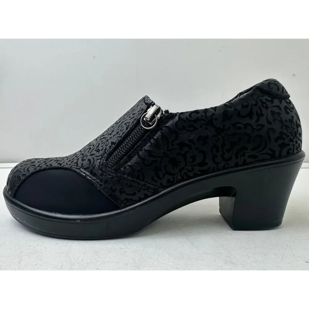 Alegria Hayden Black Floral Embossed Leather Shoes Women's Sz 36
